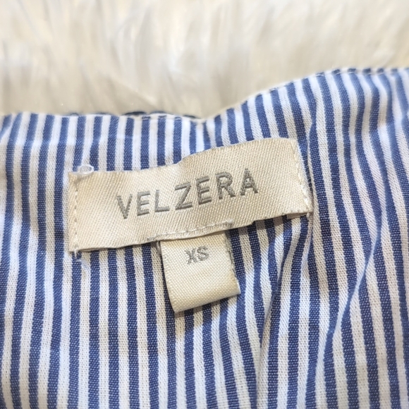 🔴SALE! Velzera Rainbow Embroidered Striped Oversized Tie Front Top Size XS - Picture 8 of 11